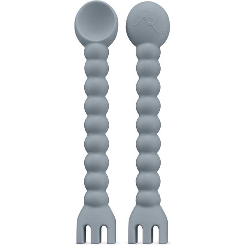 Ryan & Rose Cutie Tensils Baby Spoon and Fork [2 Pack] (Charcoal)
