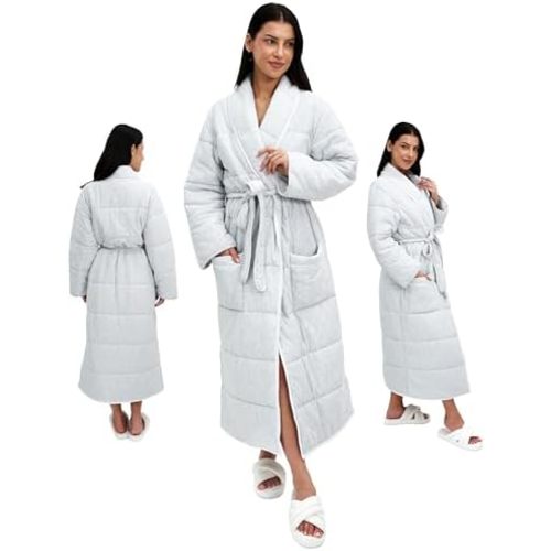The Big Softy Quilted Luxury Robe For Women - Padded Hotel Spa Duvet Bathrobe - Jersey Cotton Long Length Weighted Bath Robe
