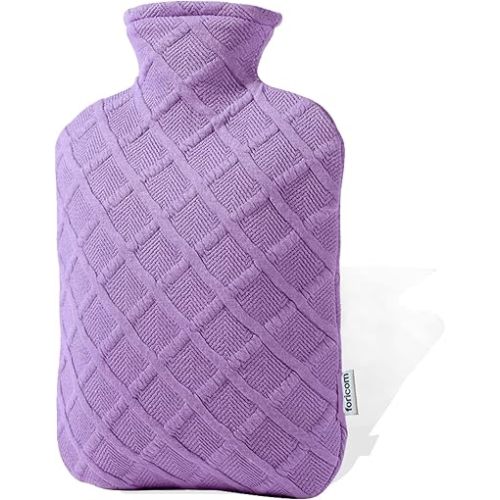 Hot Water Bottle with Cover,Extra Large Hot Water Bottles for Pain, Relief,Sleeping.Tummy.2Liter, (Lavender)
