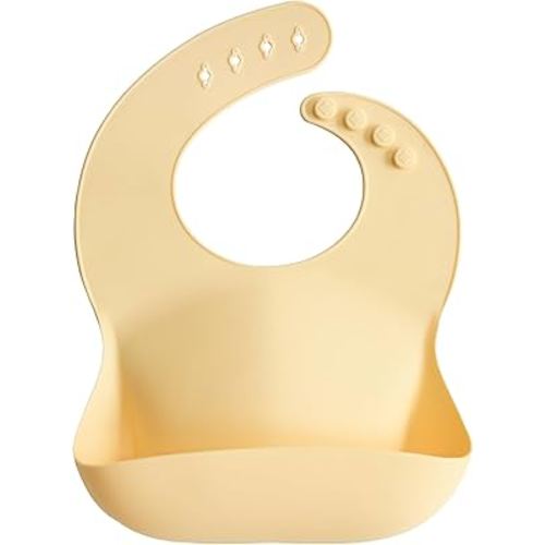 mushie Silicone Baby Bib | Adjustable Fit Waterproof Bibs (Tradewinds)