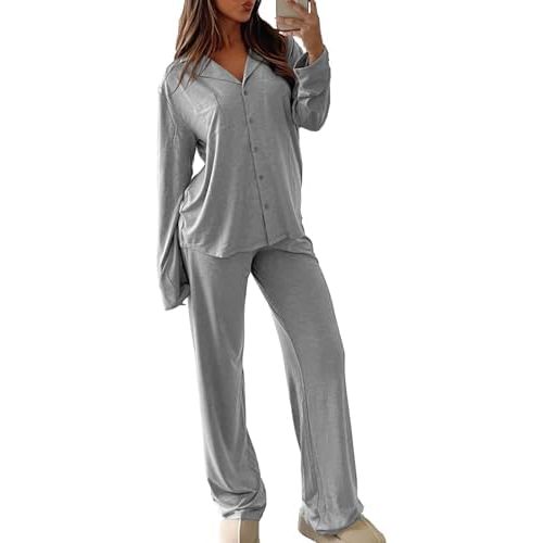 Lounge Sets for Women Pajama Sets 2 Piece Long Sleeve Button Down Soft Pjs Woman loungewear Pajamas set