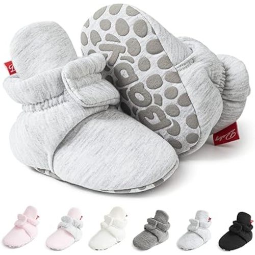 Meckior Infant Baby Boys Girls Cotton Booties Winter Fleece Warm Cozy Socks Soft Bottom Newborn Toddle First Walkers Crib Shoes with Grippers