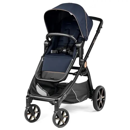 Peg Perego Ypsi – Compact Single to Double Stroller – Compatible with All Primo Viaggio Infant Car Seats & Ypsi Bassinets - Made in Italy - Blue Shine (Blue & Copper)