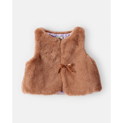 Baby Girl Floral Lined Faux Fur Vest - Brown - OshKosh B'gosh | Carter's