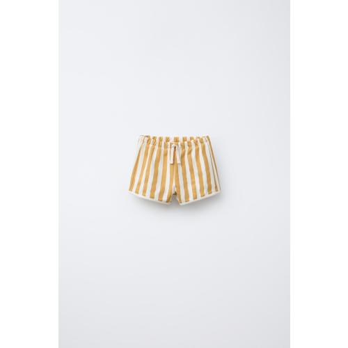 STRIPED BERMUDA SHORTS - Ecru