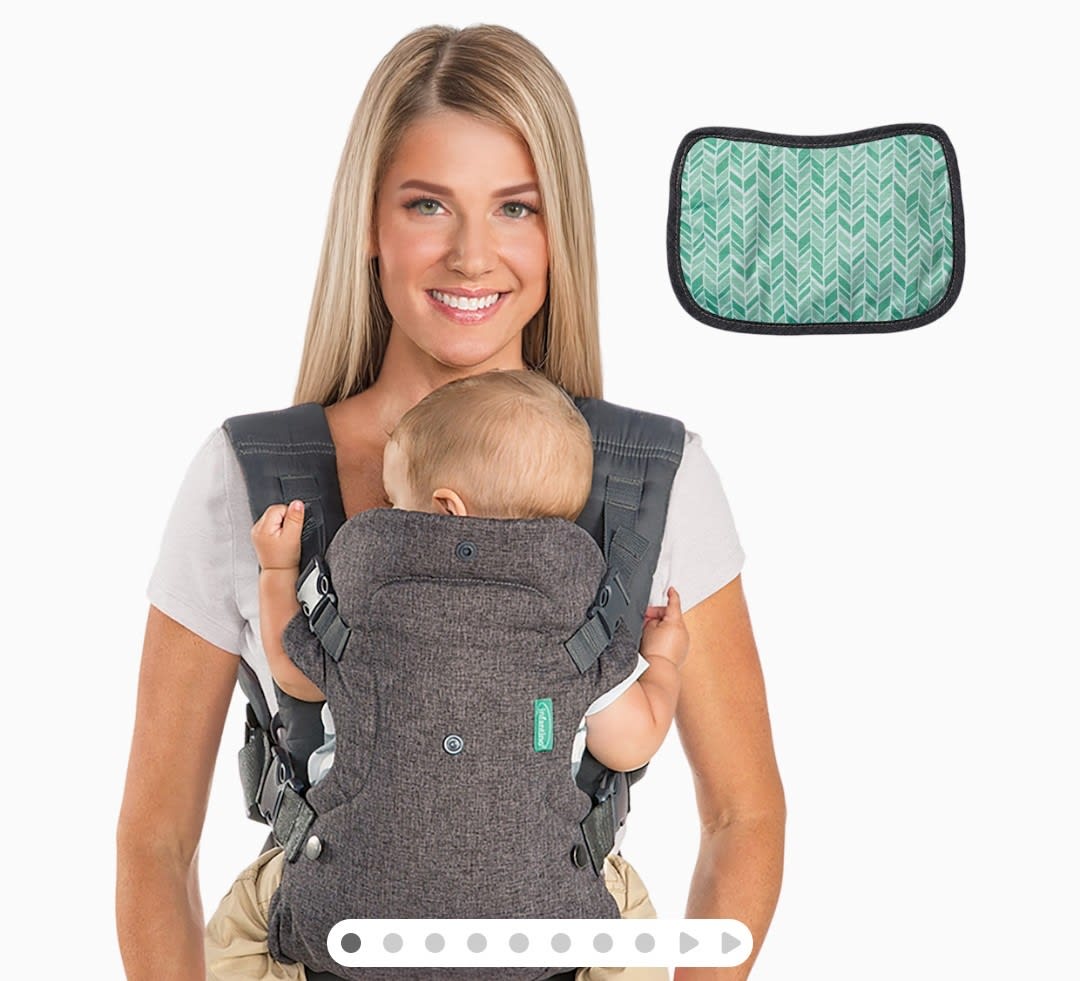 Infantino Flip 4-in-1 Convertible Baby Carrier, Adjustable, Ergonomic Babywearing, Registry Essential, Baby Carrier for Newborn to Toddler, Gray
