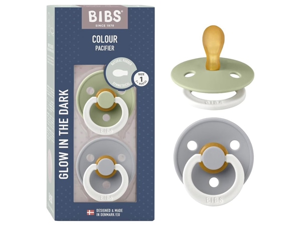 BIBS Colour GLOW 2 Pack - Sage/Cloud Pacifiers – Bibsworld store US