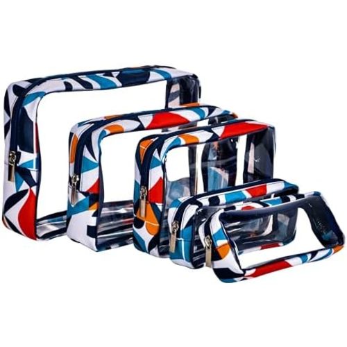 TSA Approved 5-Piece Diaper Bag Organizer Pouch Set Clear Waterproof TPU Kids Toiletry Storage Set Travel Packing Clutch Cube Bags for Baby Nursing