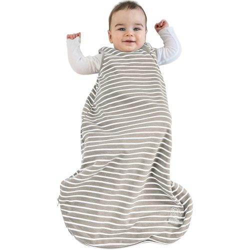 Woolino Merino Wool and Organic Cotton Baby Sleep Sack - 4 Season Classic Sleeping Bag for Baby - Two-Way Zipper Sleeping Bag - Infant Wearable Blanket - 6-18 Months - Earth