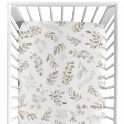 Botanical Leaf Linen Collection Crib Sheet