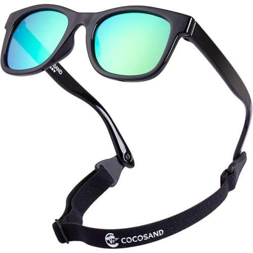 COCOSAND Flexible Polarized Baby Sunglasses with Strap UV Protection for Toddler Infant Girl Boy Age 0-24 Months