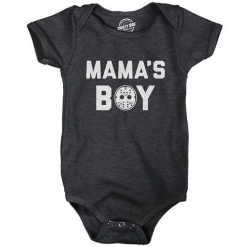 Mama's Boy Baby Bodysuit Funny Halloween Horror Movie Hockey Mask Graphic Jumper - Crazy Dog Baby Bodysuit Black Newborn