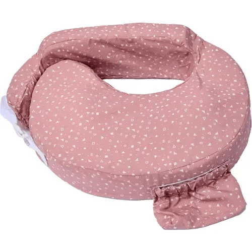 My Brest Friend Original Nursing Pillow Enhanced Ergonomics Essential Breastfeeding Pillow Support for Mom & Baby W/Convenient Side Pocket, Double Straps & Slipcover, Dusty Rose Geo