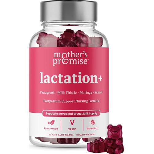 Mother's Promise Lactation Supplement Gummies for Breast Milk Production Increase | Postnatal Lactation Support for Breastfeeding, Nursing & Lactating with Fenugreek, Moringa & Milk Thistle | Vegan
