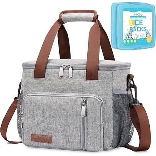 MIYCOO Insulated Lunch Bags for Women Men Lunch Bags Large Lunch Box Leakproof Soft Cooler Tote Bag (Grey, 12L)