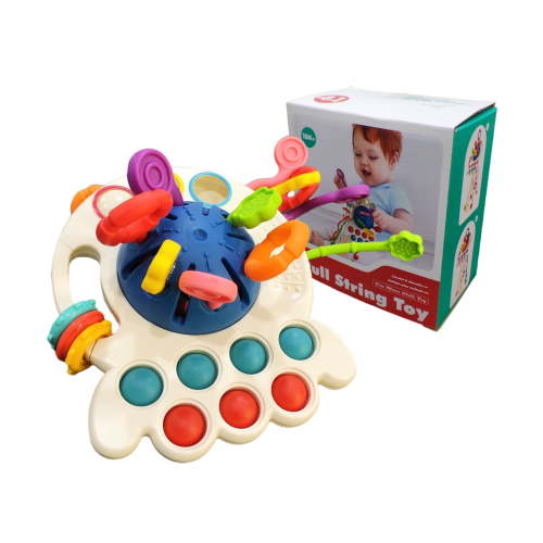 Molucky Silicone Baby Pull String Toy, Car Seat Airplane Travel Toddler Gifts