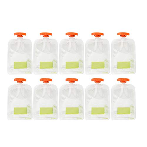 Yuhoo Reusable Food Pouches, 10 Pcs Food Storage Pouches, Portable & Washable Food Pouches for DIY Homemade Home Kitchen Feeding (White+Red), free size