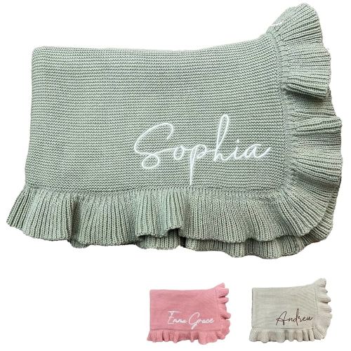 Amazon.com: HuitzilAM Knit Baby Blanket – 30x40in Personalized Baby Blanket for Newborn Girl and Boy – Custom Blanket with Name Embroidery – Soft Knitted Baby Blanket – Custom Baby Gifts for Baby Shower (Sage) : Baby