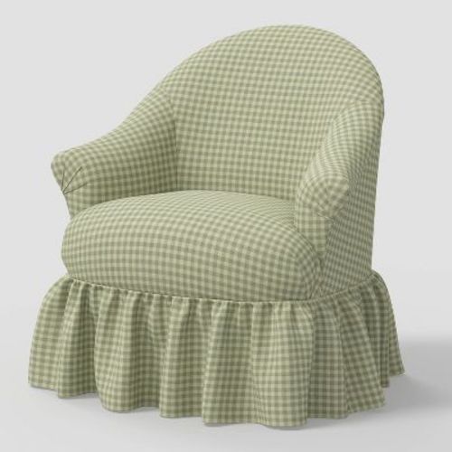 Meredith Ruffled Skirt Swivel Accent Chair in Whitaker Gingham Sage - Threshold™ designed with Studio McGee