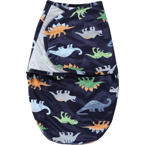 Hudson Baby Unisex Baby Plush Faux Fur Swaddle Wrap, Dinosaurs, 0-3 Months