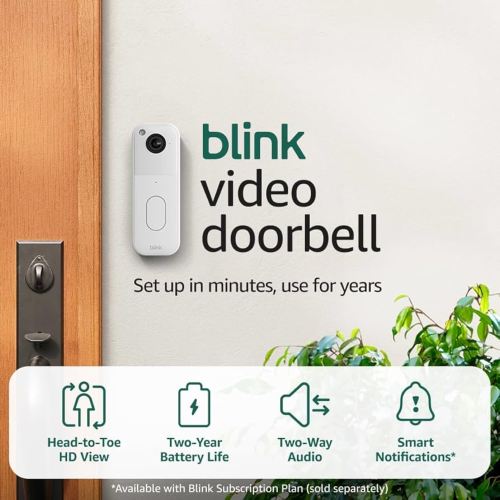 Blink Video Doorbell (newest model) – Head-to-toe HD view, two-year battery life, and simple setup. Sync Module Core included – System (White)