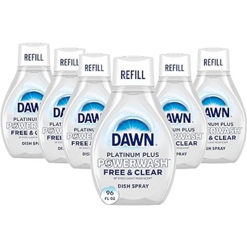 Dawn Free & Clear Powerwash Dish Spray, Dish Soap, Pear Scent Refill, 16 Fl oz (6 Pack)