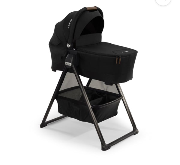 Nuna SWIV™ & TRIV™ Series Bassinet + Stand  - Caviar/Chocolate