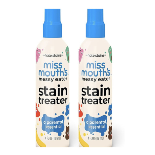 Miss Mouth's Messy Eater Stain Treater Spray - 4oz 2 Pack Stain Remover - Newborn & Baby Essentials - No Dry Cleaning Food, Grease, Coffee Off Laundry, Underwear, Fabric