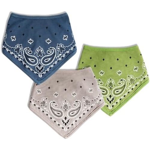 Hipsterkid Baby Bibs for Boys & Girls - 3-Pack of Bandana Bibs, Christmas Gift Idea for Babies & Toddlers - Cotton Drool Bibs