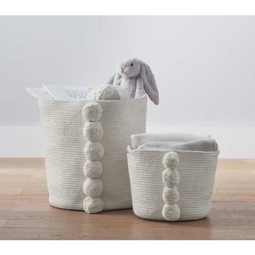White Pom Pom Storage - Toy Dump