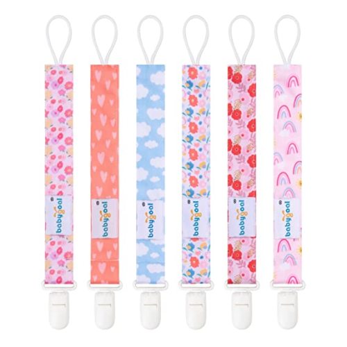 Babygoal Pacifier Clips, 6 Pack Pacifier Holder for Boys and Girls Fits Most Pacifier Styles & Baby Toys and Baby Gift 6PS36
