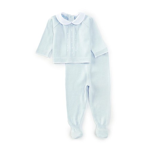 Feltman Brothers Baby Boys Newbron-9 Months Pique Collar Sweater Knit Top & Footed Pants Set