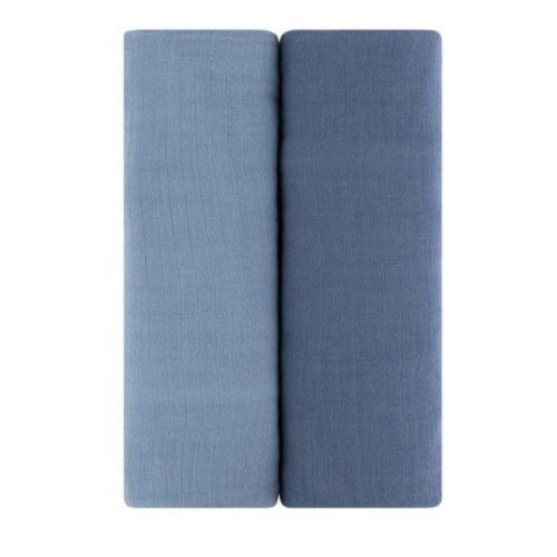 Ely's & Co. Cotton Muslin Swaddle Blanket Sapphire Blue and Indigo Blue 2 Pack