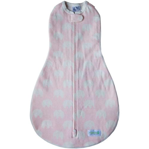 Woombie Grow with Me Baby Swaddle, Convertible Swaddle Fits 0-9 Months, Expands to Wearable Blanket for up to 18 Months, Elephants Pink