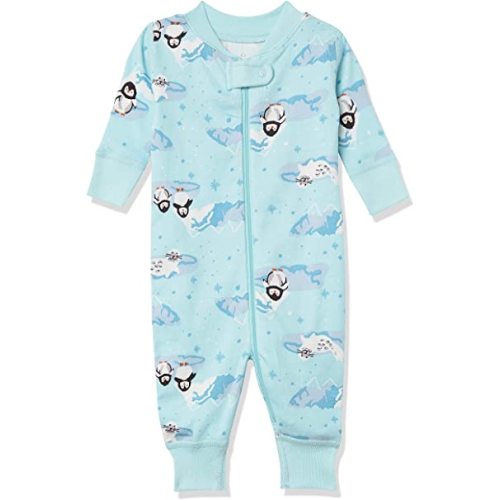 Moon and Back by Hanna Andersson Girls' Organic Holiday Family Matching 1 Piece Footless Pajamas - 0-3 Months - Penguin Print - One Piece