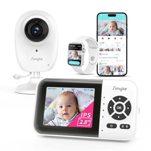 Free Shipping! Simyke Baby Monitor with 2.8 Inch Display 1080P Camera Long Range Night Vision Two-Way Talk Cry Detection