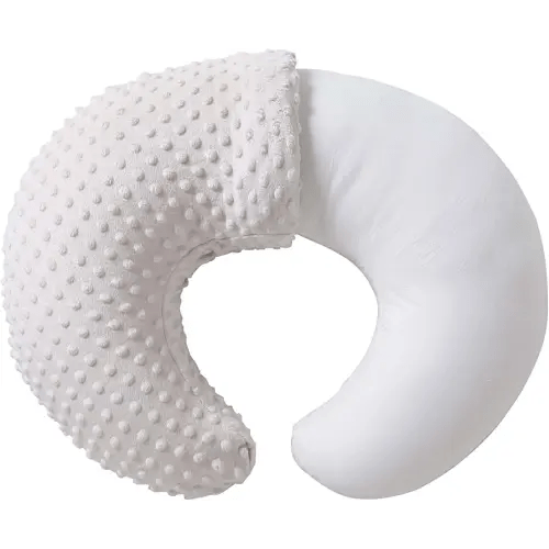 Nursing Pillow and Positioner, Breastfeeding, Bottle Feeding, Baby Sitting Support with Removable Ultra Soft Cover, Tummy Time Support for Baby Boys and Girls (Beige)