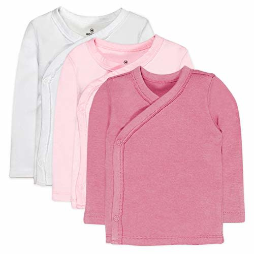 HonestBaby Baby 100% Organic Cotton Long Sleeve Side-Snap Kimono Tops (3 Pack)