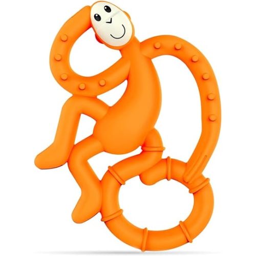 Matchstick Monkey Silicone Mini Teether & Gel Applicator – Silicone Baby Teether, Easy-to-Grip, BPA-Free, Supports Self-Soothing & Early Brushing, 3 Months+, 4 Inches, Yellow