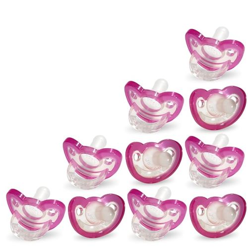 RaZbaby Jollypop Pacifier for Babies 3 Months and Up, USA Made, Natural Shaped Orthodontic Binky, Lovingly Shared in NICUs & Hospitals Worldwide, Medical-Grade 100% BPA-Free - 4 Pack - Pink