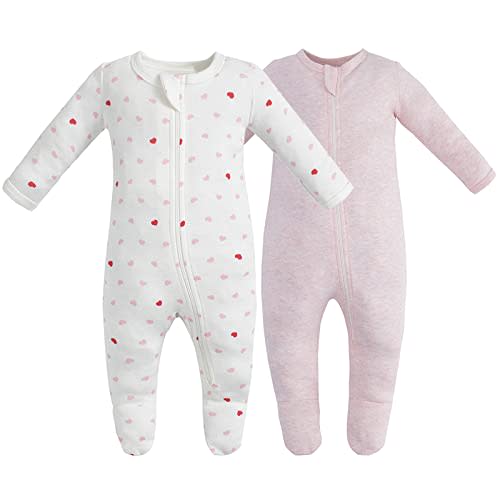 Owlivia Organic Cotton Baby Pajamas, Boys Girls Zip Front Sleep 'N Play Pjs, Footed Sleeper, Long Sleeve