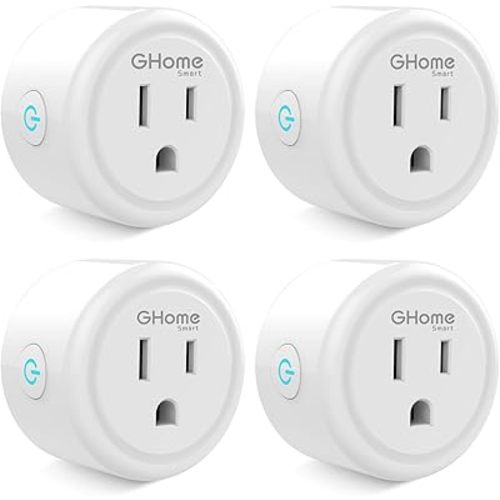 GHome Smart Mini Smart Plugs Work with Alexa and Google Home, WiFi Smart Outlet Socket Remote Control Timer Function, Only 2.4GHz Network, No Hub Required, ETL FCC Listed