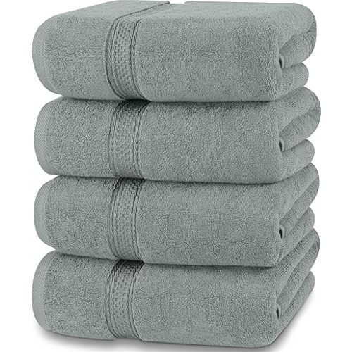 Utopia Towels 4 Pack Premium Bath Towels Set, (27 x 54 Inches) 100% Ring Spun Cotton 600GSM, Lightweight and Highly Absorbent Quick Drying Towels, Perfect for Daily Use (Cool Grey)