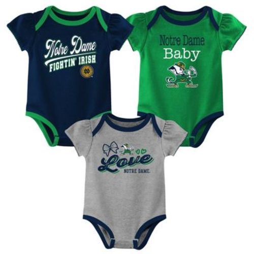 NCAA Notre Dame Fighting Irish Infant Girls' 3pk Bodysuit - 6-9M
