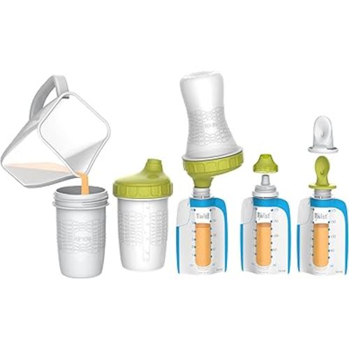 Kiinde Foodii Baby Food Storage Starter Kit, Squeeze Pouch and Reusable Spouts Set