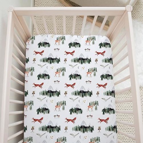 2-Pack Crib Sheet for Standard Crib & Toddler Mattress (Woodland Forest Animals) - Premium Fitted Baby Crib Sheets - Buttery Soft Cotton Blend - Crib Mattress Sheets Fitted - Baby Bed Sheets