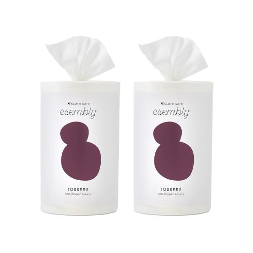 Esembly Tossers – Disposable Bamboo from Viscose Diaper Liners for Cloth Diapers – Earth-Friendly, Fragrance-Free, Chlorine-Free – One Size, 200 Liners (2-Pack of 100-Liner Rolls)
