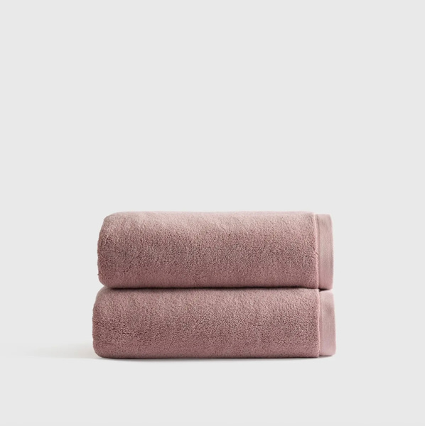 Plush Organic Turkish Cotton Bath Towel (Set of 2) in Dusty Mauve
