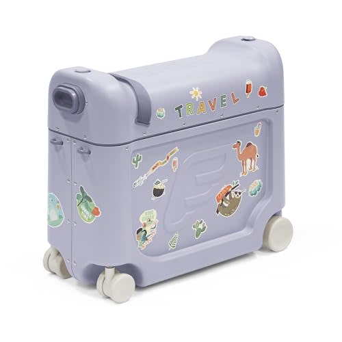 Stokke JetKids BedBox, Arctic Blue - Ride-On Suitcase for Kids 2-7 Years Old (up to 77 lbs) - Transforms Into Bed - Includes Mattress, Decorative Stickers & Adjustable Carrying Strap