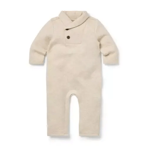 Newborn Fluffy Bunny Heather Baby Shawl Collar Quilted One-Piece by Janie and Jack